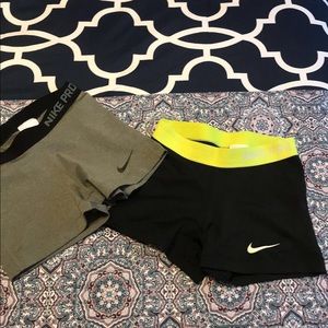 2 pairs of Nike pro shorts
